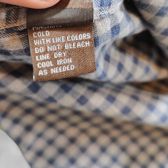 J.McLaughlin Modern Fit Gingham Check Button Down Shirt Blue Gray Mens Preppy XL - Picture 7 of 8